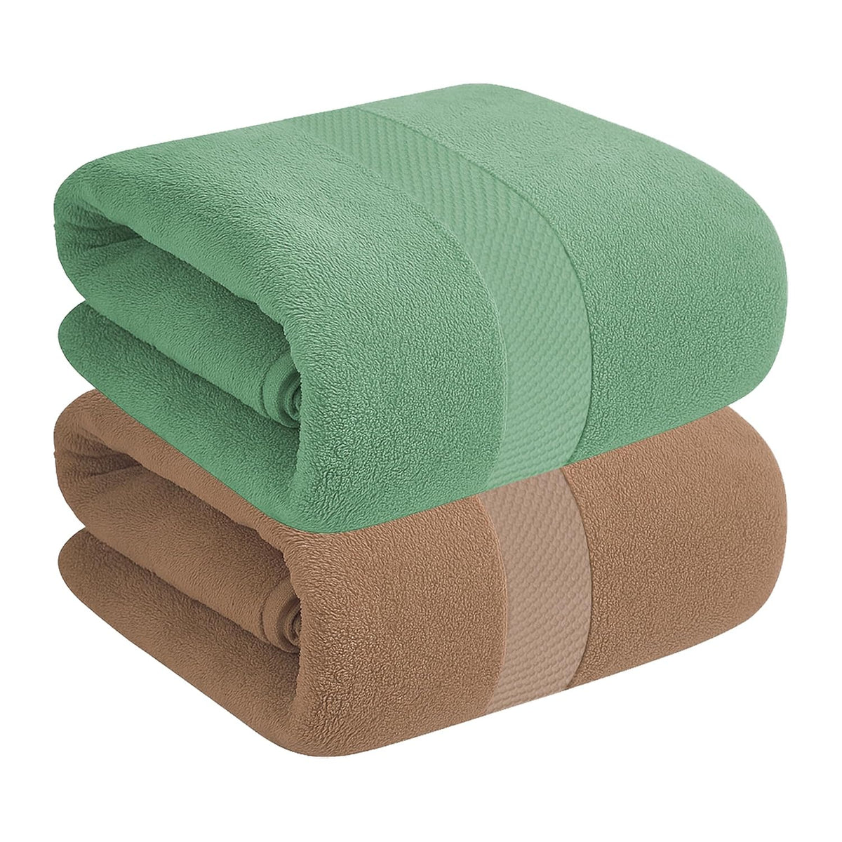 House Of Terry 100% Cotton Bath Towel 900 Gsm | Quick Dry, Soft & Absorbent, Fade-Resistant, Skin-Friendly For Men & Women Towel (Brick & Green) - Pack Of 2