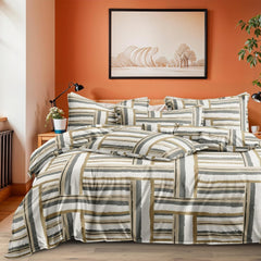 Breathable Elastic Fitted Floral Bedsheets For Queen Size With 2 Pillow Covers | Size - 60 X 78 Inches, Grey & White | Perfect For Gifting & Everyday Use