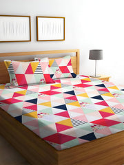 Printed King Size Bedsheet With 2 Matching Pillow Covers - 90 X 90 Inches, Multicolor | Durable & Long-Lasting | Naturally Soft, Breathable, & Skin-Friendly