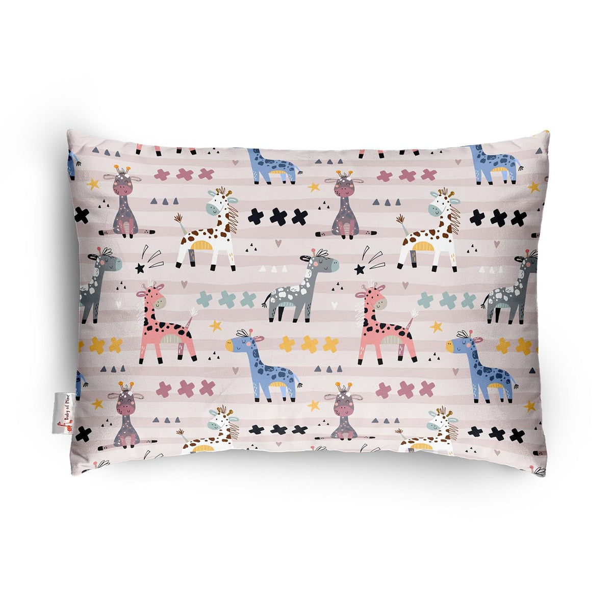 Premium Baby Pillow For Kids, Super Soft Cotton Kids Cushion - 12 X 18 Inches | For 5 Years Old Kids, Cartoon Prints - Colorful Giraffe | Bed Pillow, Washable, Easy To Care - Pillow 11