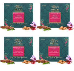 TGL Co. Kashmiri Saffron Kahwa Green Tea - Pack Of 4 X 16 Pyramid Tea Bags | Enhance Digestion, Boost Immunity, Relieves Stress - Medium Caffeine, Rich In Taste