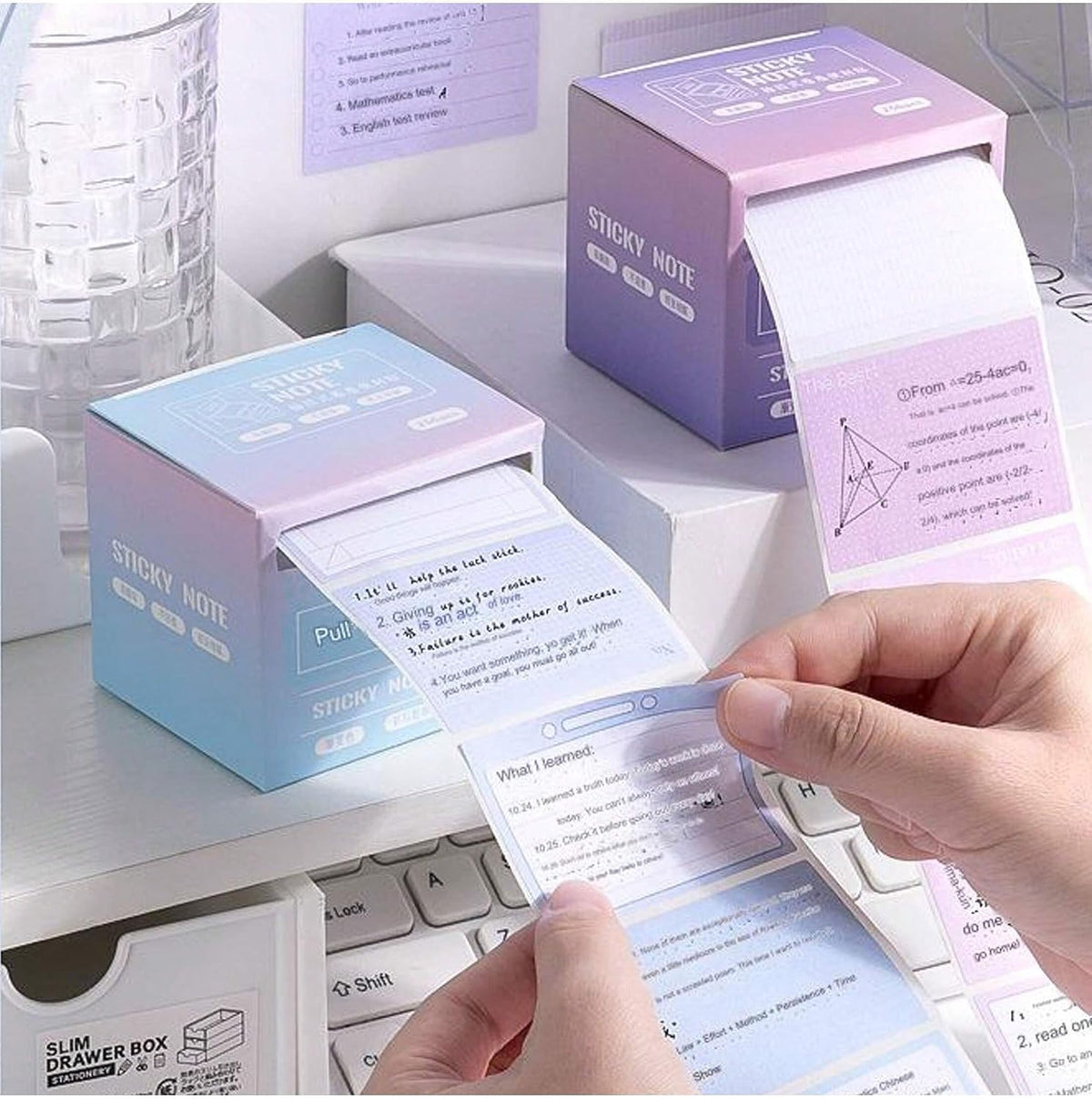 512 Pcs Pull-out Sticky Note Set With Dispenser, 8 Patterns Mini Sticky Notes Pad - Random Color