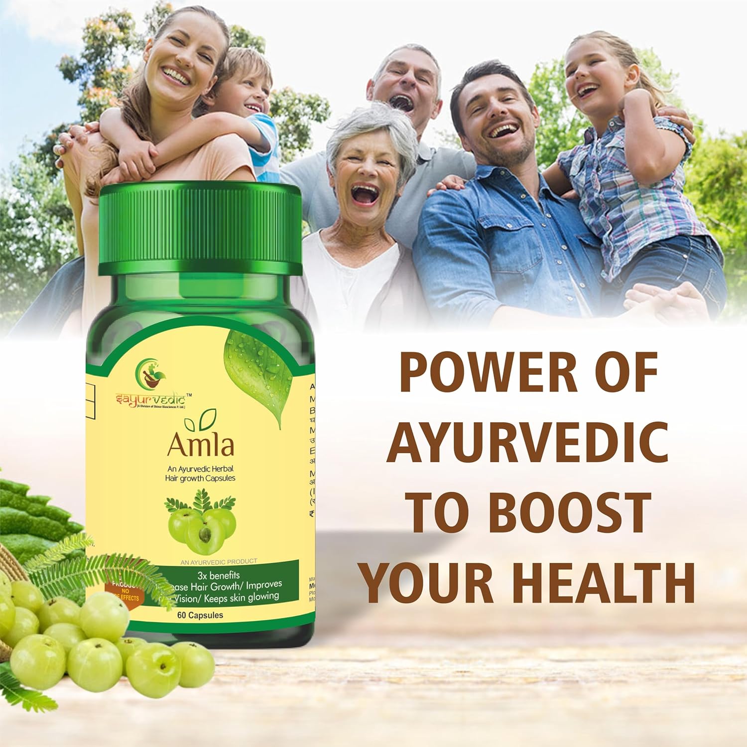 Sayurvedic Amla Health Booster Hair Care, Rich In Antioxidants, Provides Protection Against Infections, Pure Herbs | 60 Capsules, 100gm 0.2lbs