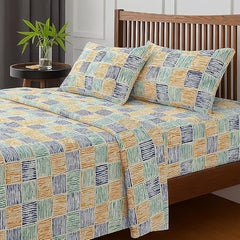 100% Pure Cotton Double Bed Bedsheet With 2 Pillow Covers - Size 102 X 108 Inches, Multicolor | Lightweight, Soft & Breathable - Perfect For Gifting On Weddings Bedsheet