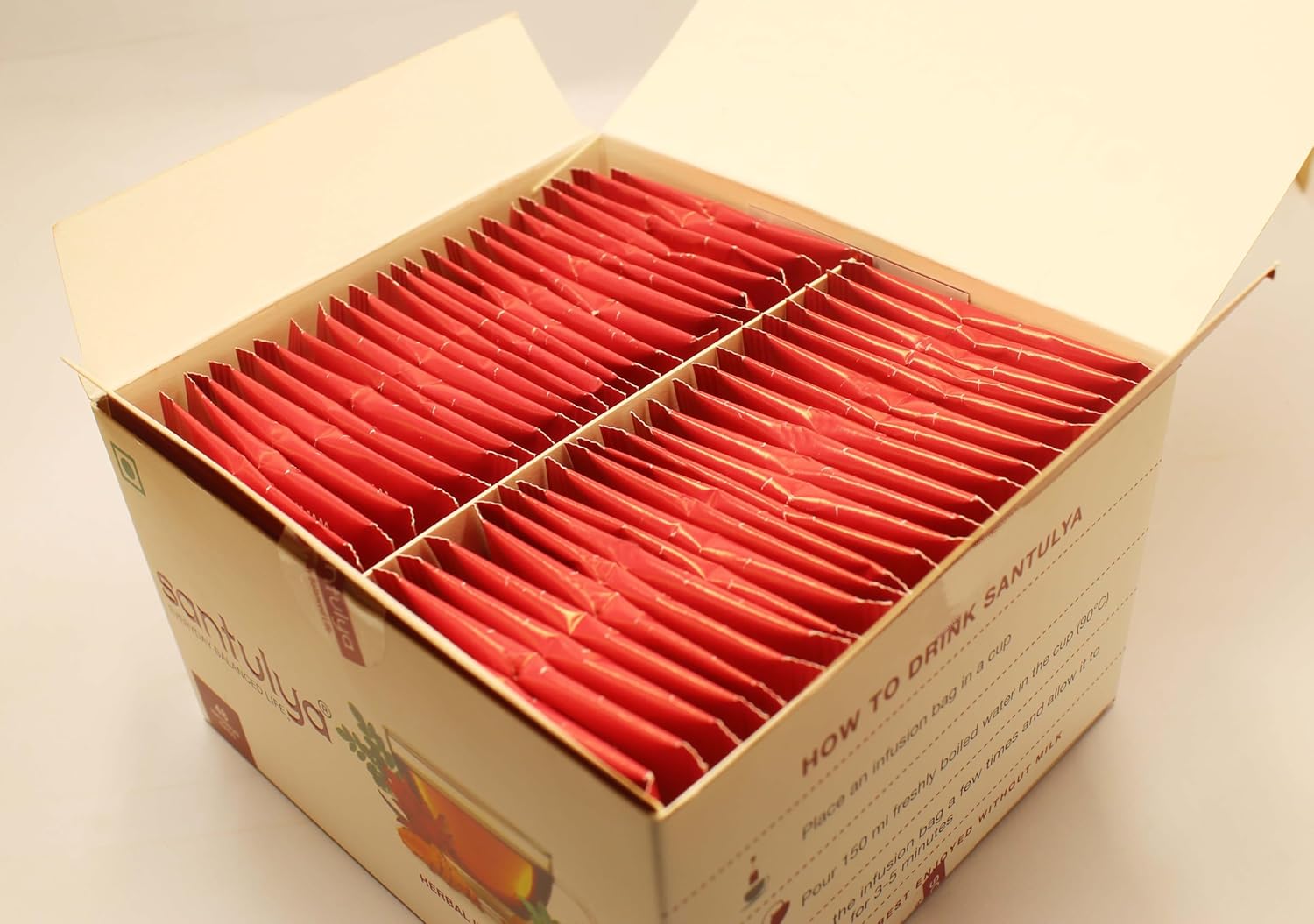 Santulya Turmeric + Tulsi + Moringa Herbal Teabags For Detox & Immunity - 48 Infusion Teabags | Boosts Immune System - Caffeine Free, Non-GMO, No Added Preservatives | Every Day Balanced Life