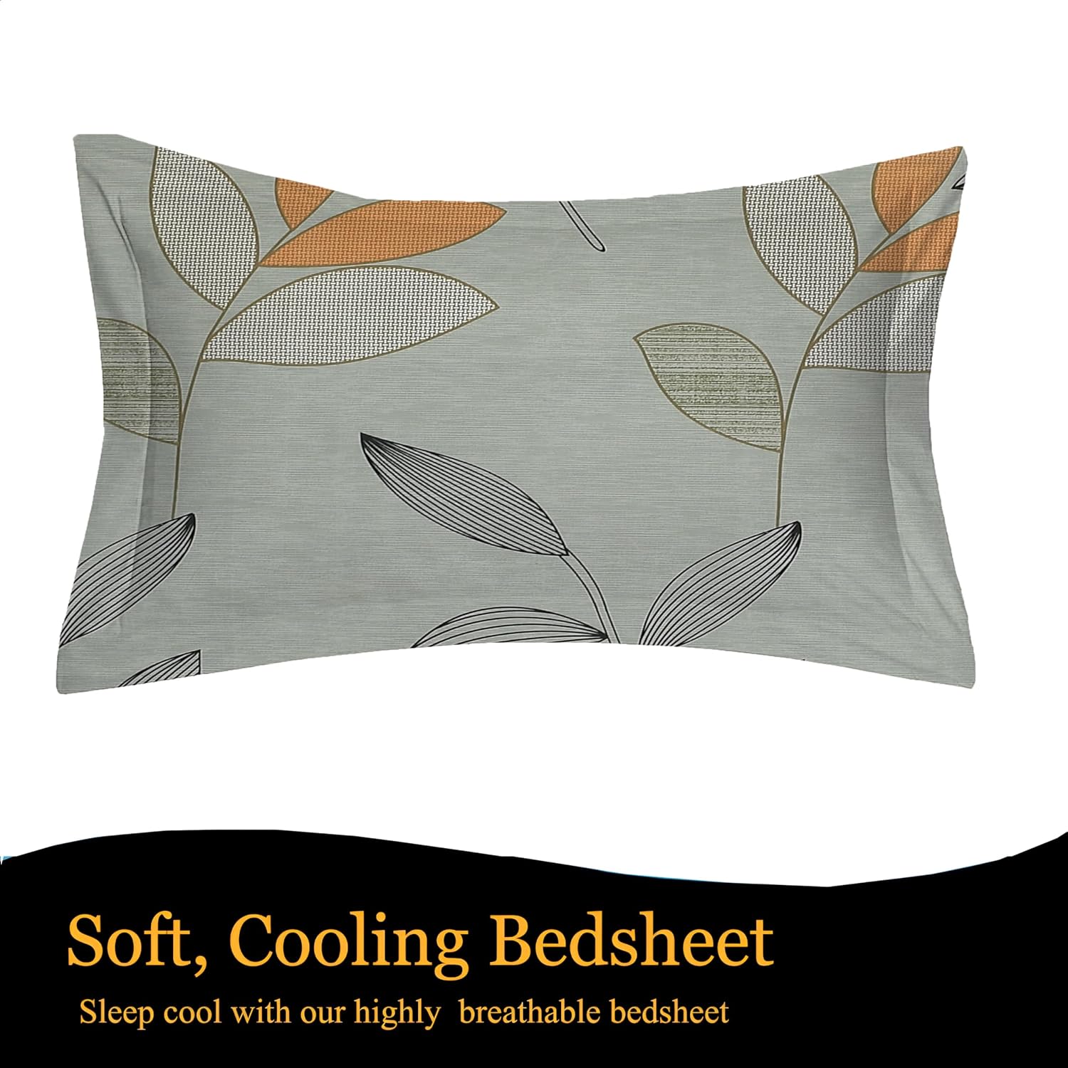 280 TC Print Cotton 1 Single Bedsheet With 1 Pillow Cover - 60 X 90 Inches, Green & Mustard | Soft & Breathable Fabric, Skin-Friendly Bed Sheet For All Seasons