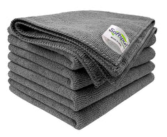 Softspun Microfiber Cleaning Cloths Towel 300 Gsm | Thick Lint & Streak-Free Multipurpose Cloths Automotive Microfibre Towels For Car, Bike Cleaning Polishing Washing Pack Of 5 (Grey)