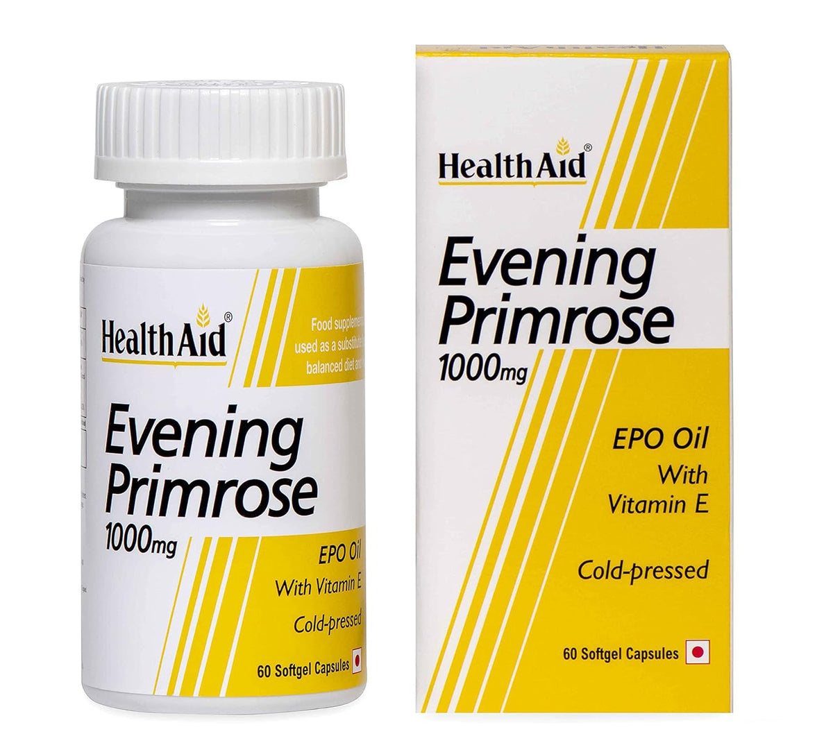 Healthaid Evening Primrose Oil 1000mg With Vitamin E, For Women Health & Skin Care, Supports Hormonal Balance, Pms & Menopause, Rich Source Of Omega 6 | 30 Softgel 50gm 0.1lbs Each Pack Of 2