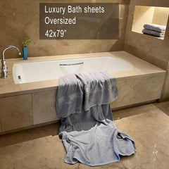 Asrio Oversized Bath Towels 2.5 Kg | 100% Combed Cotton Super Soft Highly Absorbent Luxury Bath Towels Extra Large (Grey)