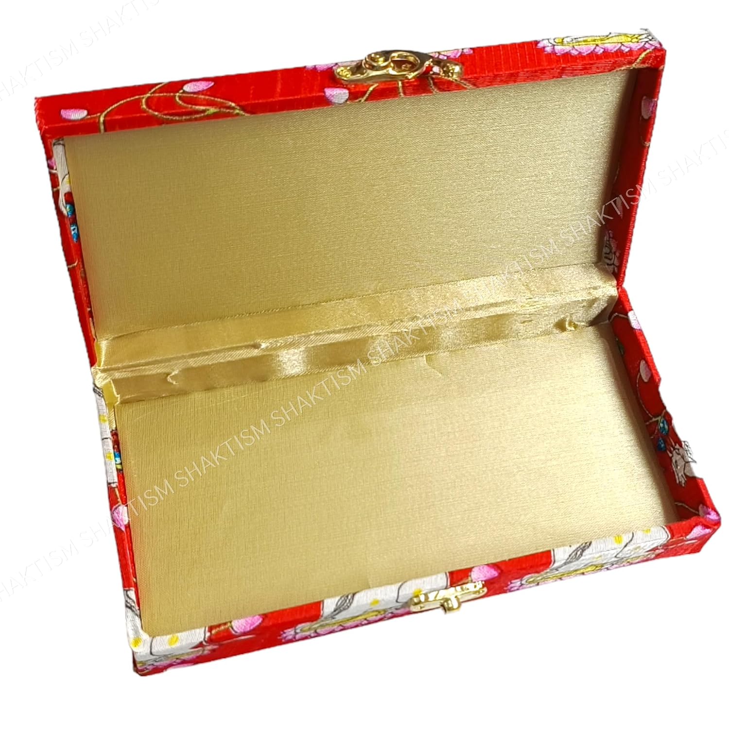 Decorative & Attractive Box Cash Box, Shagun Box, Jewellery Box, Money Box Envelop Wedding, Gift Box, Bangel Box With Cow Lotus Embroidery Design, Colour - Red