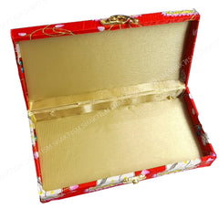 Decorative & Attractive Box Cash Box, Shagun Box, Jewellery Box, Money Box Envelop Wedding, Gift Box, Bangel Box With Cow Lotus Embroidery Design, Colour - Red