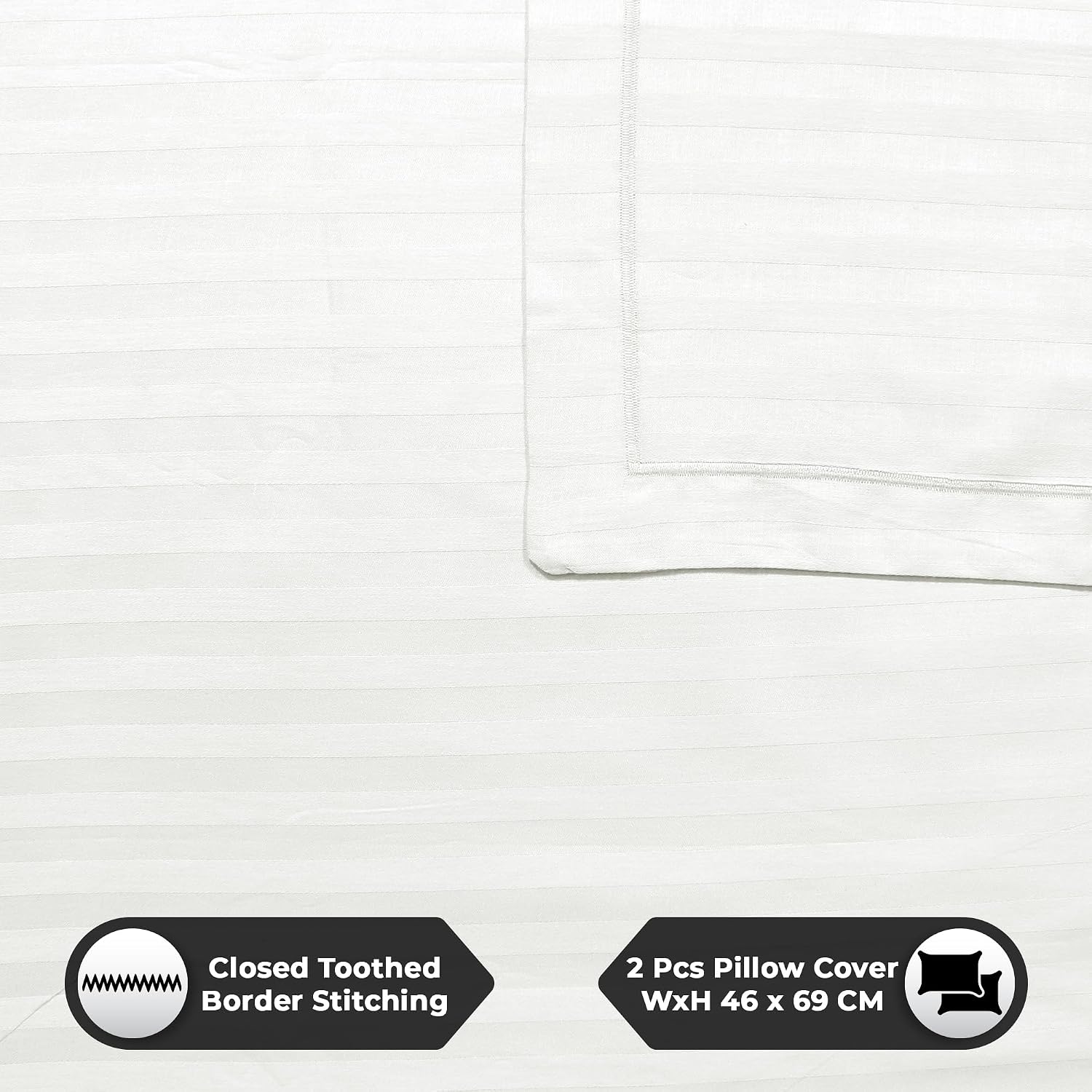 Cotton Satin King Size Bedsheet With 2 Pillow Covers - 108 X 108 Inches, White | Super Soft Luxury Solid Bed Sheet For Home Decor
