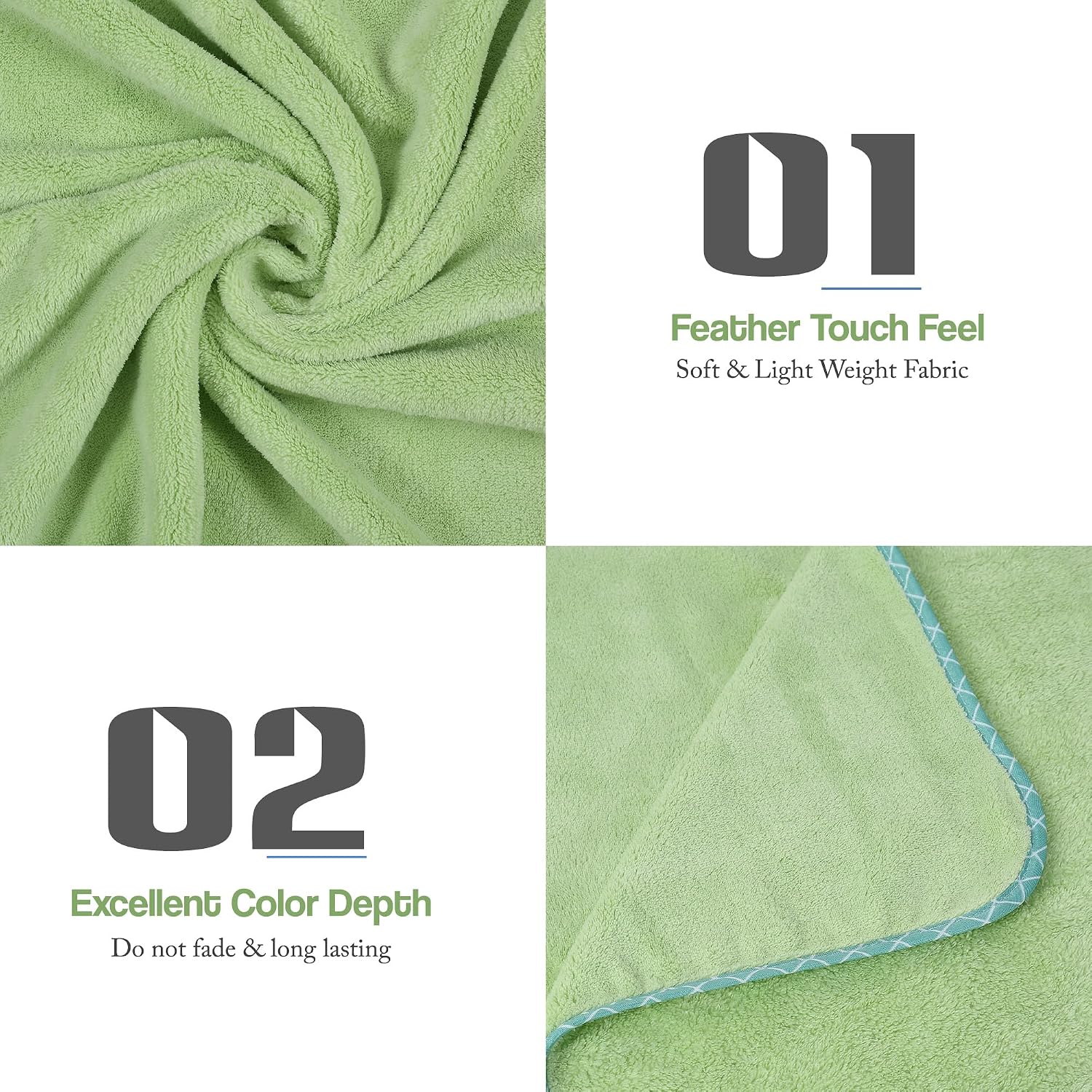 Urbanleaf Premium Microfiber Kids Bath Towels 300 Gsm | Quick Drying Towels For Unisex Kids Cartoon Print Baby Towel (Pista Green)
