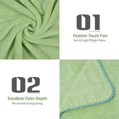 Urbanleaf Premium Microfiber Kids Bath Towels 300 Gsm | Quick Drying Towels For Unisex Kids Cartoon Print Baby Towel (Pista Green)