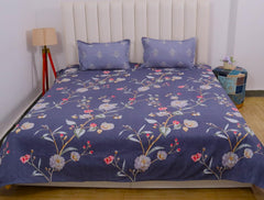Elastic Fitted Bedsheets For King Size Bed With 2 Pillow Covers - 100 X 108 Inches, Grey & Pink | Ideal For Hotel, House, Guest House