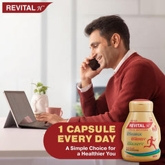 Revital H Multivitamin For Men With Natural Ginseng, Zinc, 10 Vitamins & 8 Minerals For Daily Energy, Stamina & Immunity | 30 Capsules , 50gm 0.1 lbs