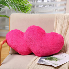 Plush Heart-Shaped Decorative Cushions, Soft Red Valentine Pillows, Dark Pink - 12 X 10 Inch | Versatile Use - For Sofa, Thoughtful Gifts For Special Occasions & Celebrations - Set Of 2