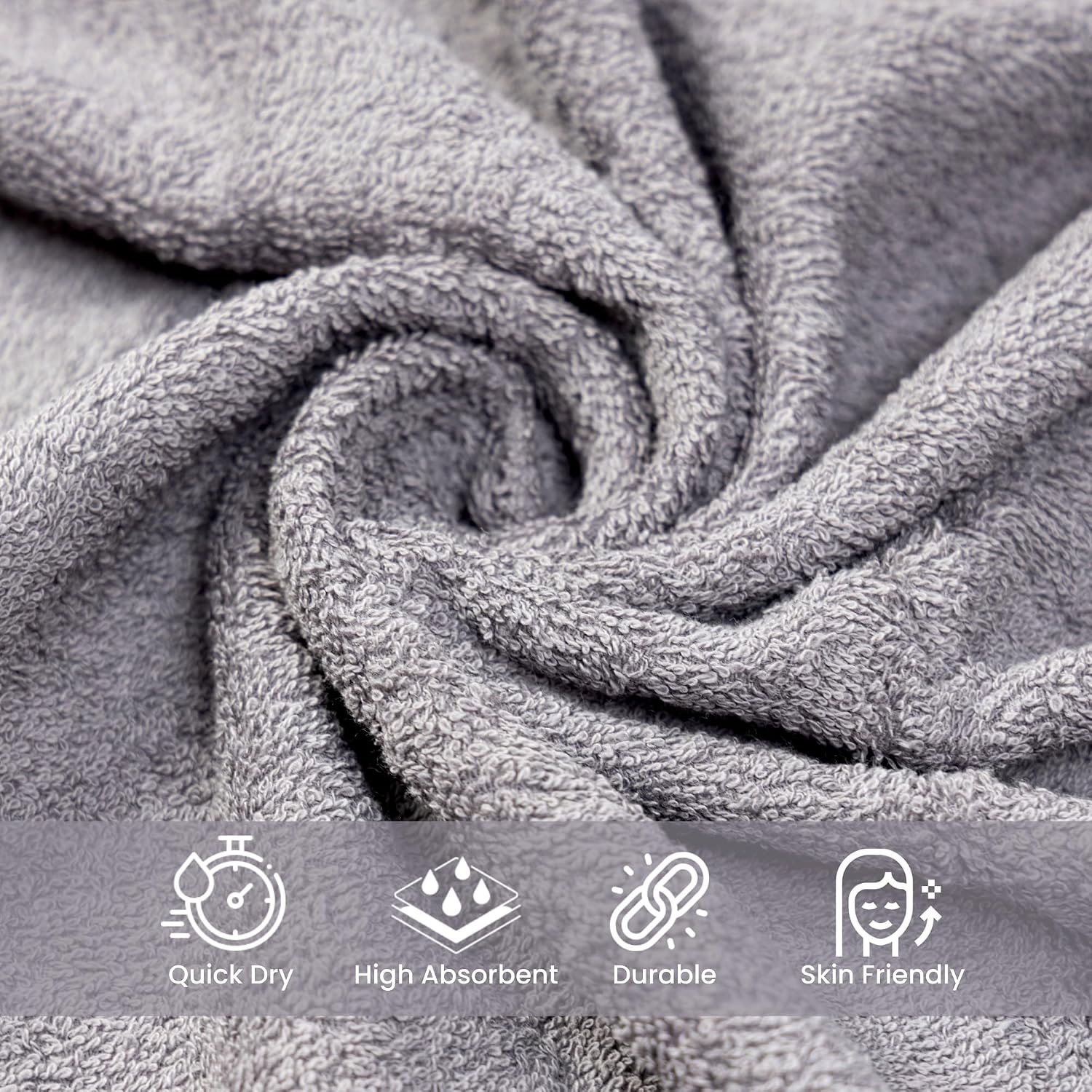 Akiko Home 100% Cotton Essential Series Face Towel 600 Gsm | Soft Absorbent & Durable Washcloth For Men & Women, Compact Travel Towel -Pack Of 4 (Grey & Beige)