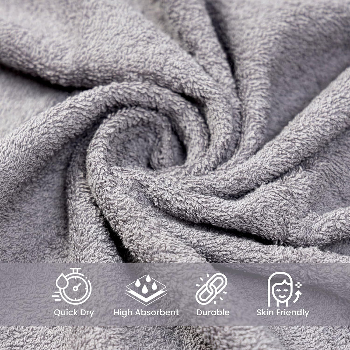 Akiko Home 100% Cotton Essential Series Bath Towel 400 Gsm | Soft, Absorbent, Quick Dry & Durable, Large Size Towel (Grey)