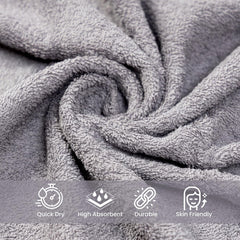 Akiko Home 100% Cotton Essential Series Face Towel 600 Gsm | Soft Absorbent & Durable Washcloth For Men & Women, Compact Travel Towel -Pack Of 4 (Grey)