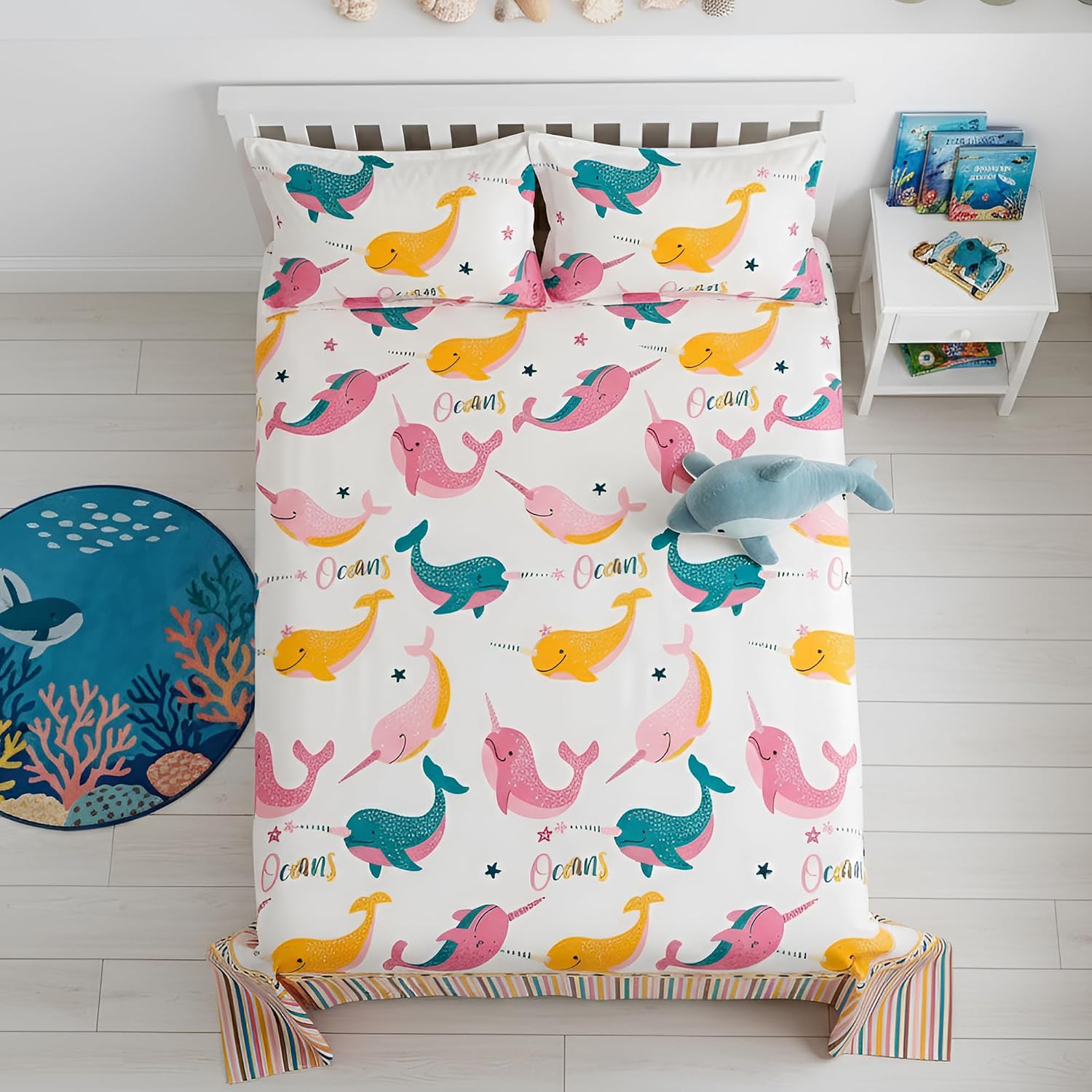 Kids Double Bed Bedsheet Set With 2 Pillow Covers - 88 X 100 Inches, Baby Pink & Yellow | Soft Bedding For Boys & Girls | Bubbly Buddies Design