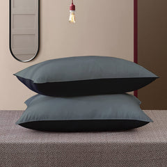 Premium Microfiber Soft Pillow For Sleeping, Black & Grey, Standard Size - 16 X 24 Inches | Comfy Hotel Comfort Pillow, Vacuum Packed | Bed Pillow, Hypoallergenic, Lightweight - Set Of 2