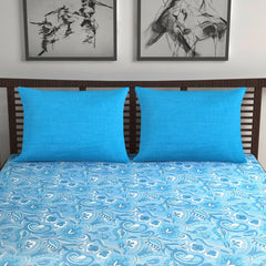 Cotton Double Bedsheet With 2 Pillow Covers - 87 X 100 Inches, Aqua Blue | Smooth & Comfortable For Daily Use - All Weather Coziness & Bedroom Style