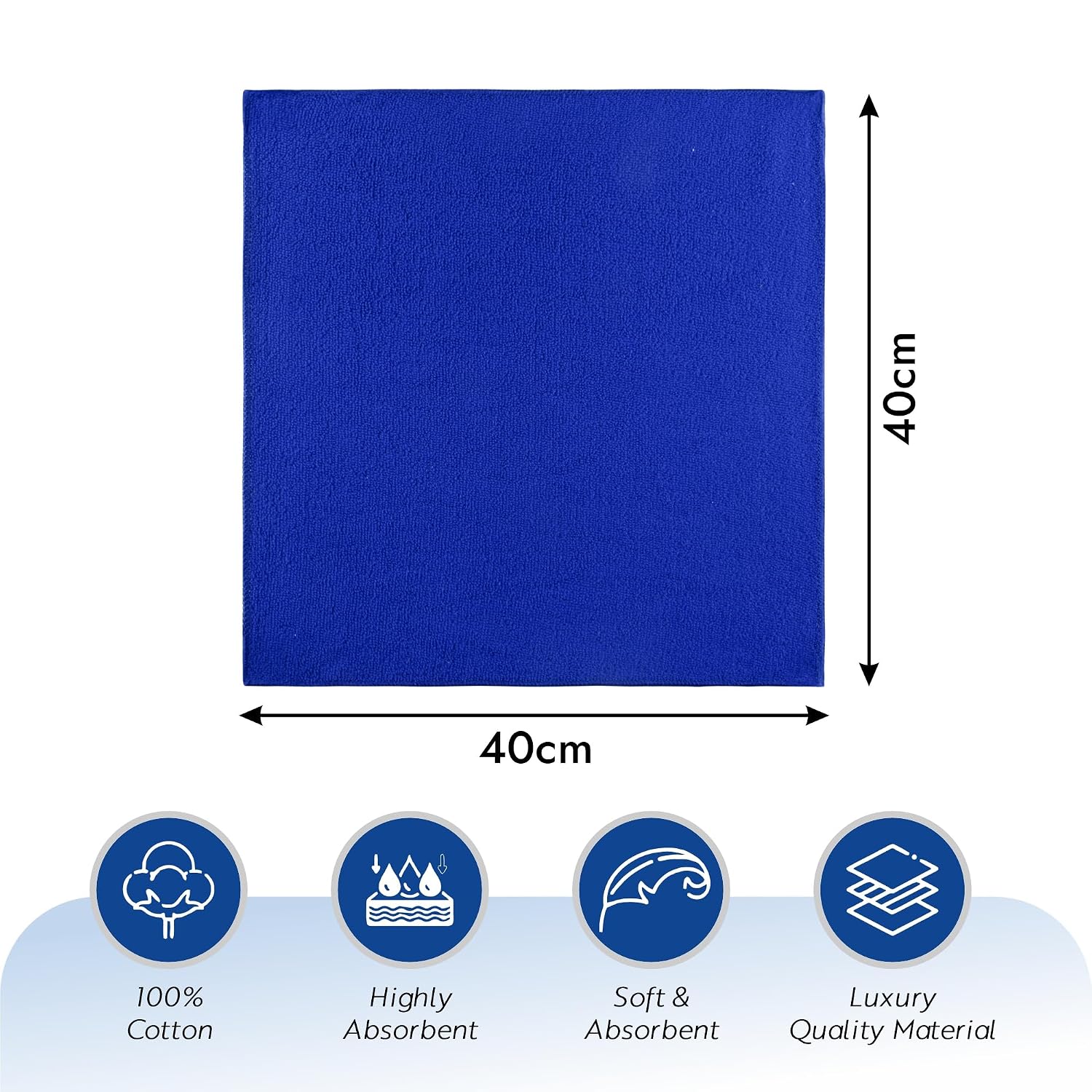 Kuber Industries Super Absorbent & Reusable Microfibre Face Towel 900 Gsm (Plain Royal Blue) - Pack Of 6