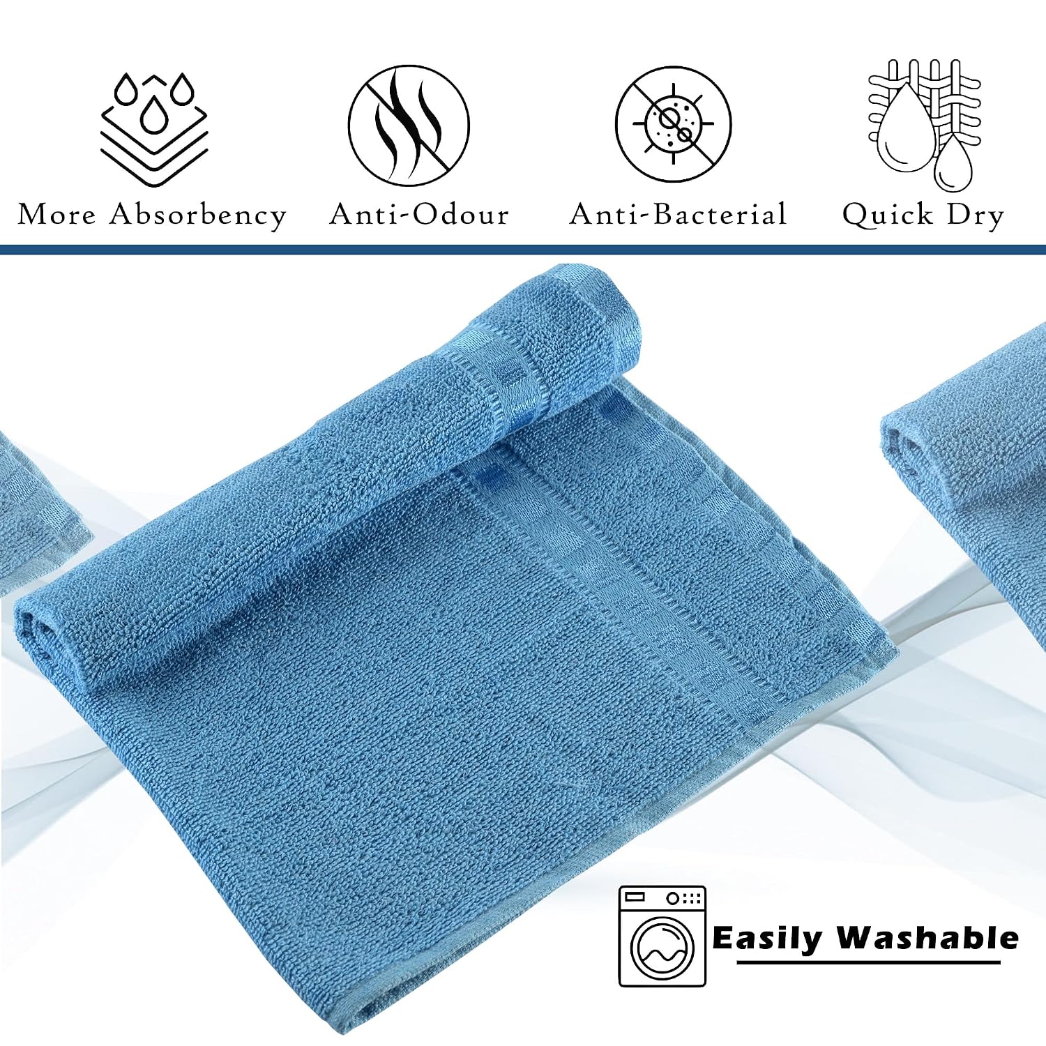 Kuber Industries Cotton Hand/Face Towels 800 Gsm | Easily Washable Workout Gym Napkins For Men (Dark Blue & Sky Blue) - Pack Of 4