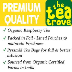The Tea Trove Organic Raspberry Leaf Herbal Tea Bags In Resealable Pouch - 40 Pyramid Tea Bags | Caffeine Free Red Raspberry Tea To Support The Female System