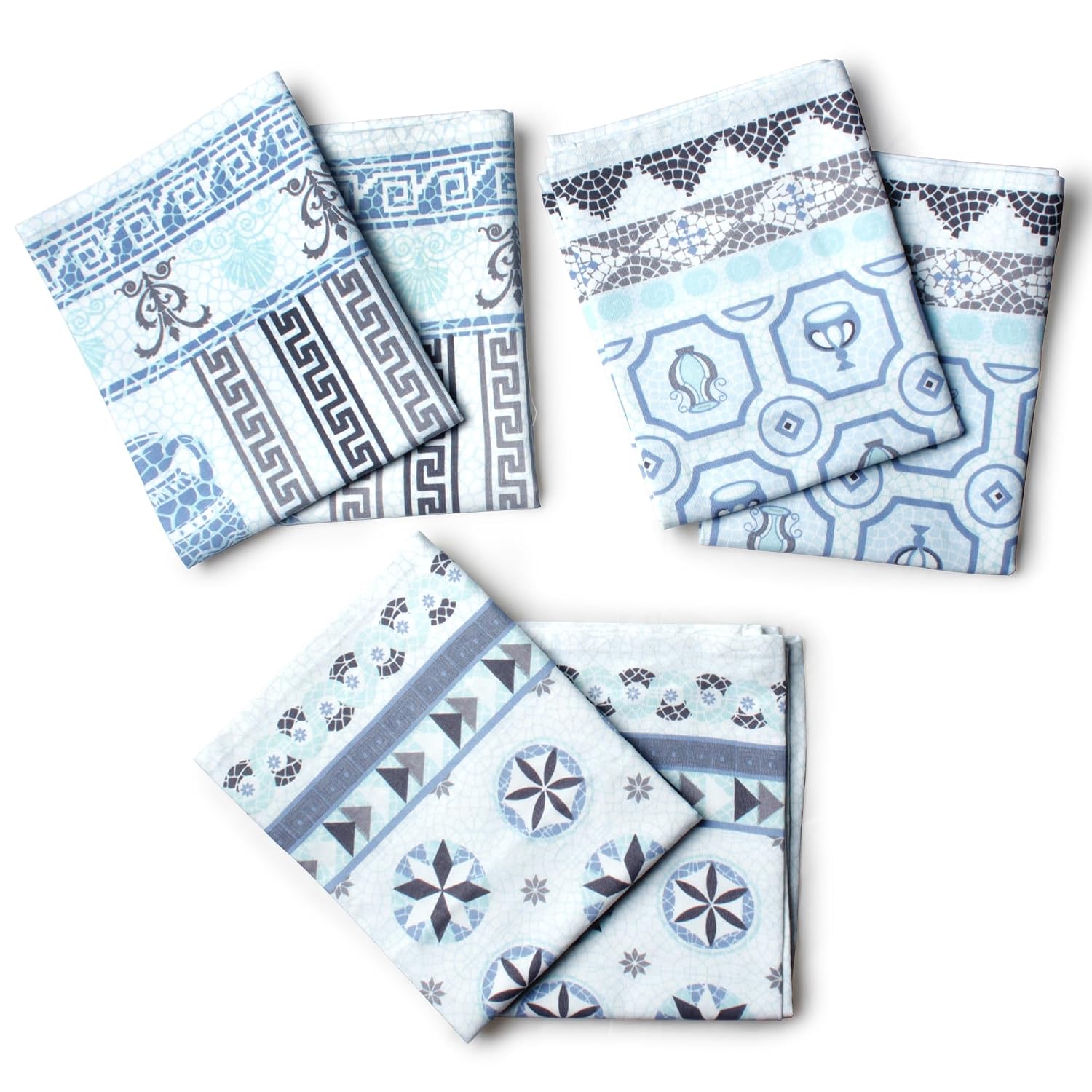 Encasa Xo Cotton Kitchen Towel 440 Gsm | Super Absorbent Tea Towels & Dish Cloths For Washing Up, Drying Dishes & Cleaning | Pack Of 6 (Mosaic)