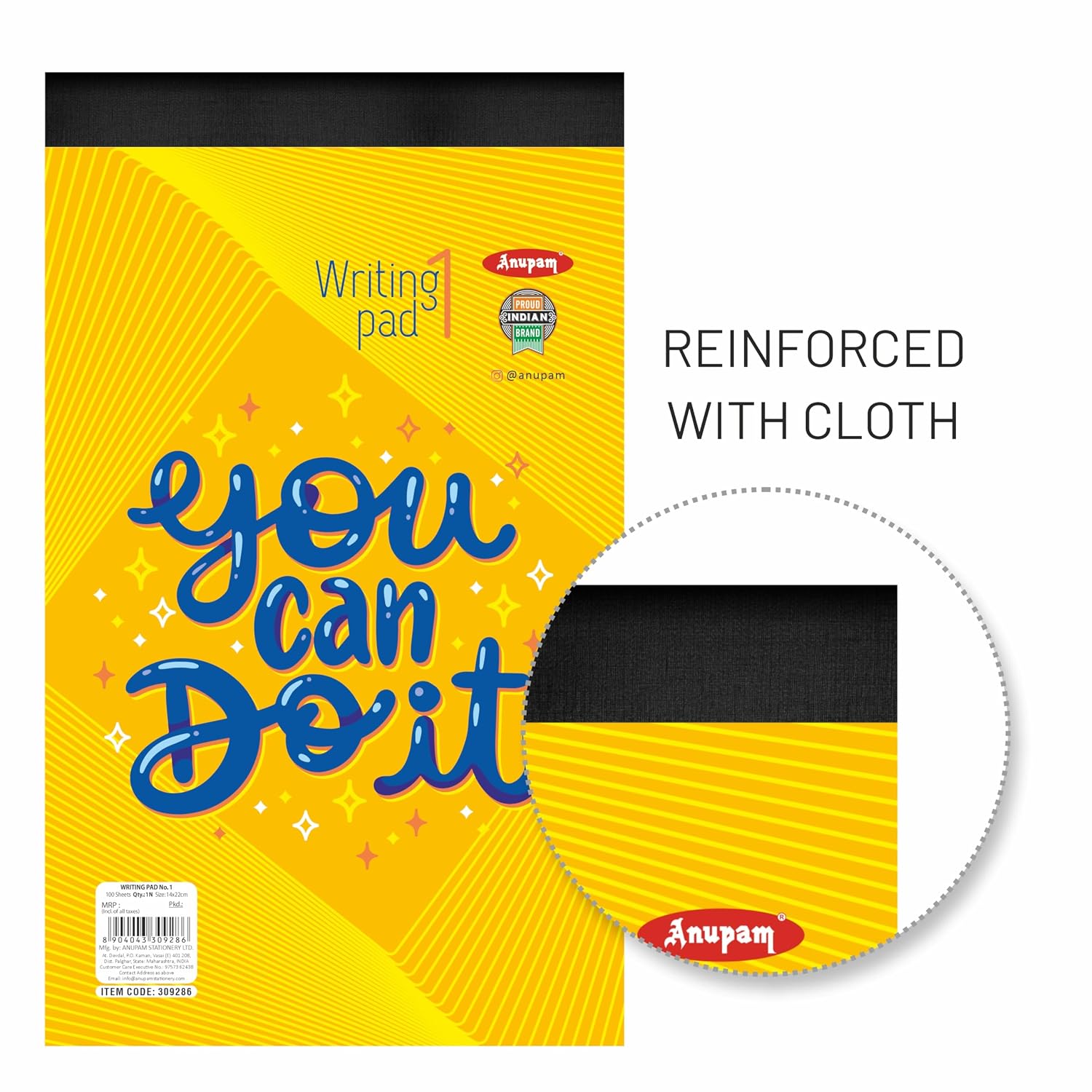 Writing Pad 14x22cm Lined Paper Wide Ruled 100 Sheets Notepads, For School, College, Pack Of 2