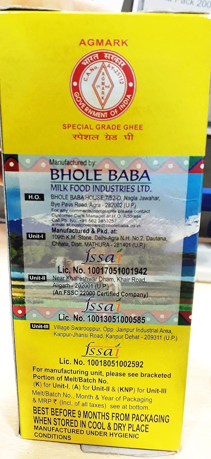 Natural Agmark Special Ghee By Krishna | High In Vitamins A, D & Healthy Desi Cow Ghee Good For Bakes Cookies | (1 Litre) 33.8 Ounce | Box Pack