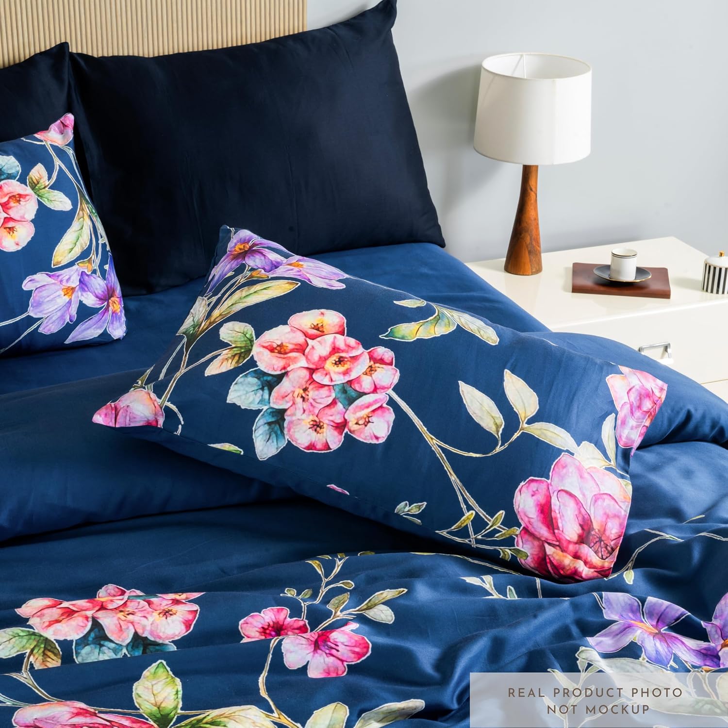 Printed Cotton Bedsheet For King Size With 2 Pillow Cover | 108 X 108 Inches, Dark Blue | Wrinkle Free Soft Perfect For Everyday Use