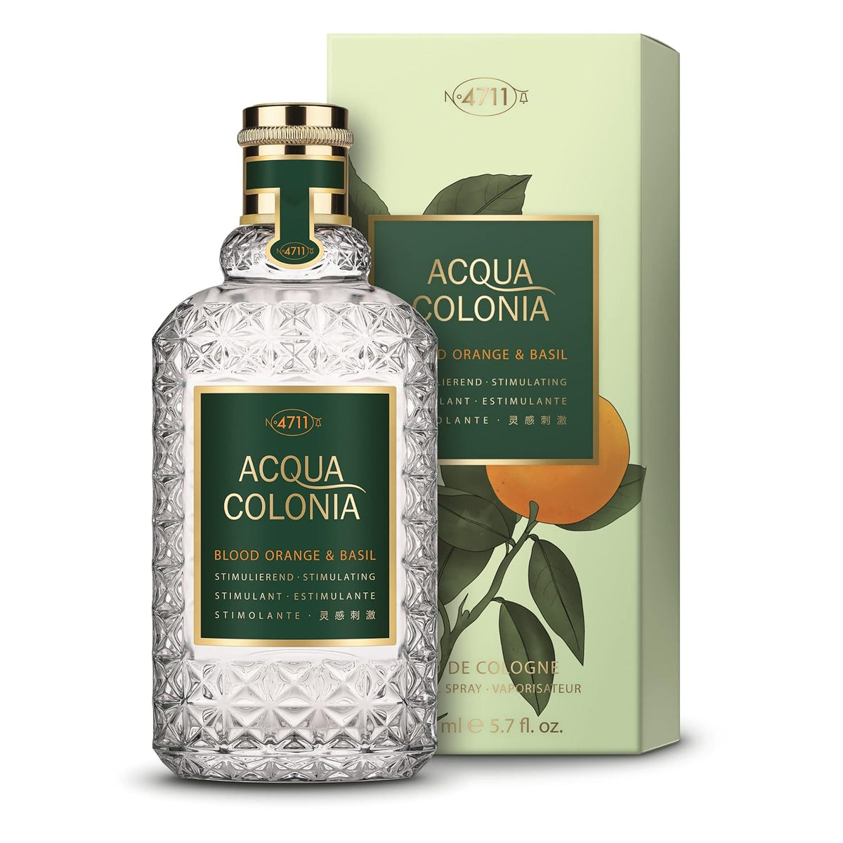 4711 Acqua Colonia Blood Orange & Basil Eau De Cologne 170ml 5.7 Fl.oz. | Long Lasting Fragrance For Men & Women