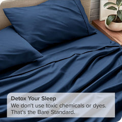 Perfect Flat Queen Size Bedsheet With 2 Matching Pillow Cover - 90 X 100 Inches, Navy Blue | Natural Breathable & Wrinkle Free | 400 Thread Count
