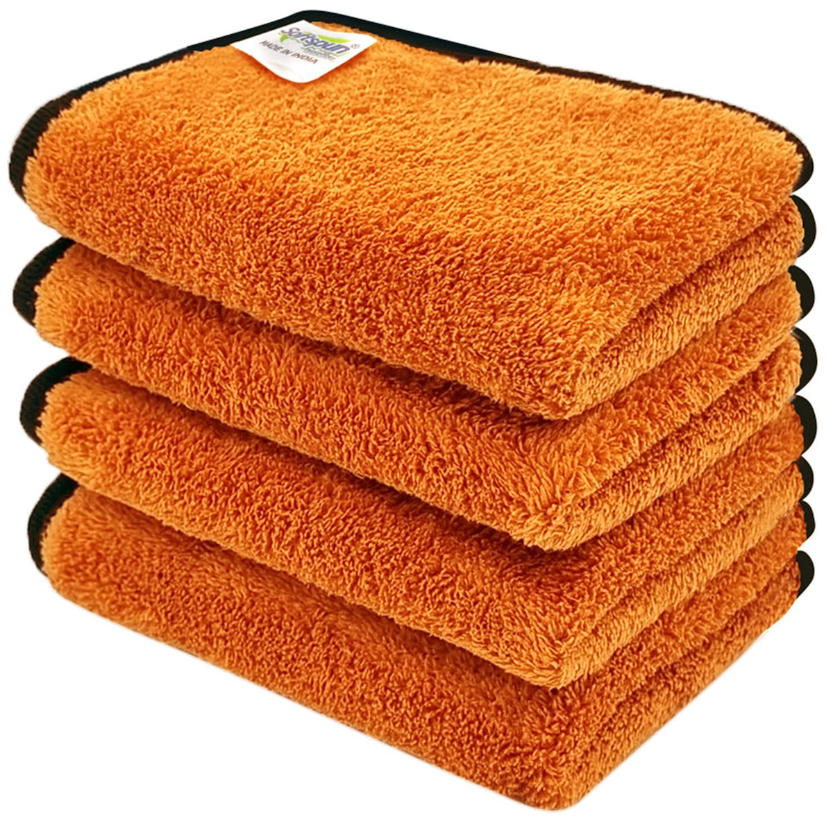 Softspun Microfiber Super Soft Hand & Face Wipes 300 Gsm Towel Set - 4 Piece (Brown)