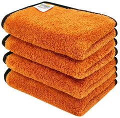 Softspun Microfiber Super Soft Hand & Face Wipes 300 Gsm Towel Set - 4 Piece (Brown)