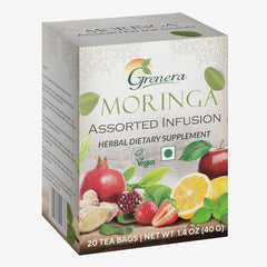 Grenera Moringa Assorted Infusion Tea - 20 Tea Bags | Herbal Dietary Supplement - Caffeine Free, Non-GMO, Gluten Free, Staple Free