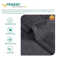 Mytrident Face Towels 600 Gsm | Nectar Soft Collection Wash Towel For Men & Women Face Towels - Ash Grey (3 Pcs)