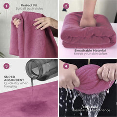 Black Gold The Finer Touch Premium Microfiber Bath Towel 1200 Gsm | Ultra Soft & Absorbent Quick Dry Towel Lightweight Microfiber Bath Towel (Wine) - Pack Of 3