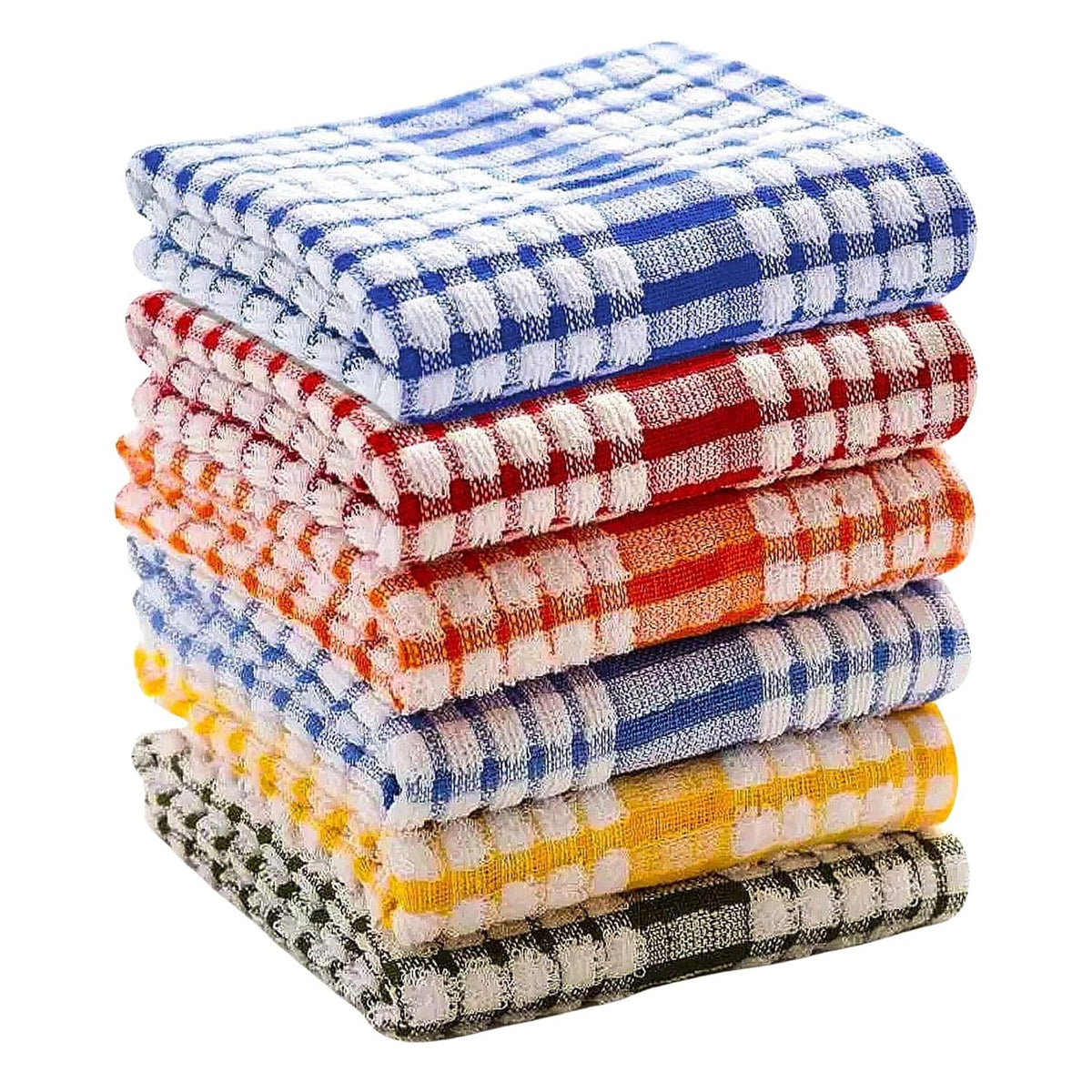 Aloud Creations 100% Cotton Large Size Kitchen Towel 600 Gsm | Towels For Cleaning & Plates, Glasses - Multicolour (Pack Of 6)