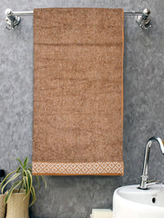 Homefresh Decorative Cotton Bath Towel 500 Gsm | Geometric Pattern Brown & White (Phantom)