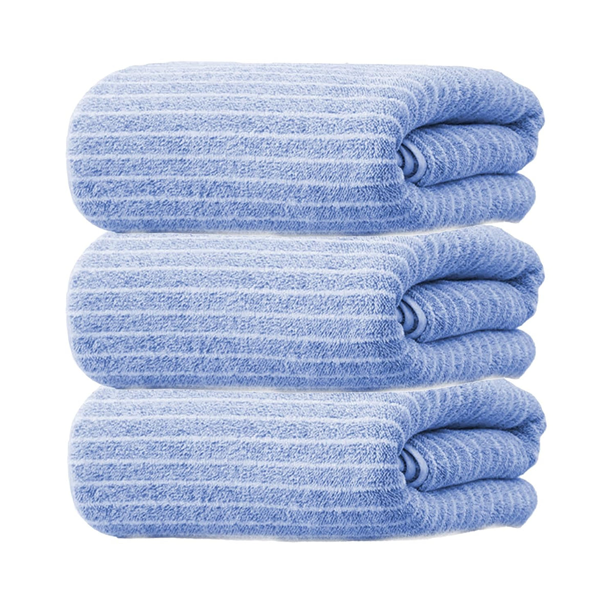 Black Gold The Finer Touch Microfiber Striped Hand Towel 600 Gsm | Soft & Quick Dry, Lightweight & Absorbent Face Towel (Blue) - Pack Of 3