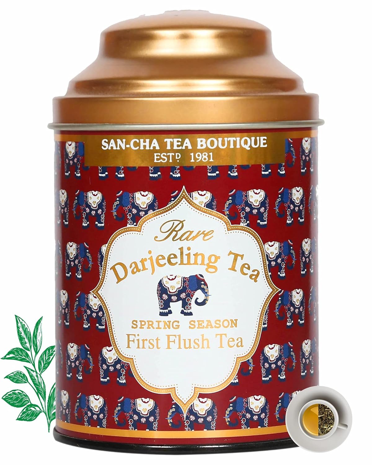 San-Cha First Flush Rare Darjeeling Tea - 100gm, 3.5 Ounce, 50+ Cups | Spring Season Harvest Darjeeling Tea - Medium Caffeine Loose Tea Leaf