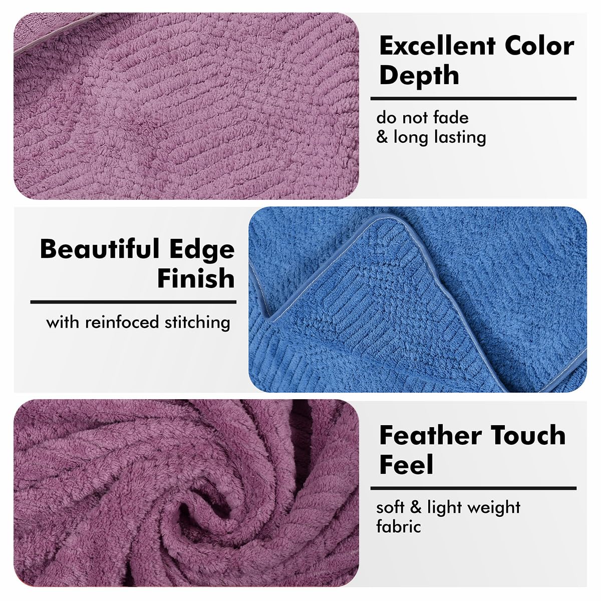 Urbanleaf Microfiber Large Bath Towel 606 Gsm | Quick Dry Super Absorbent - Bath Towel For Men & Women | Blue & Purple | 400 Tc | Pack Of 2