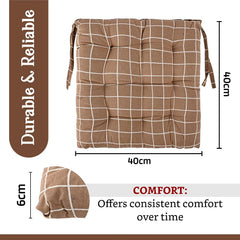 Soft Cotton Chair Cushions Pillow For Sitting, Printed - Brown & Light Grey | Pillow For Office Work & Posture Support | Sitting Cushion, Pain Relief, Comfortable Pillow - Pack Of 6