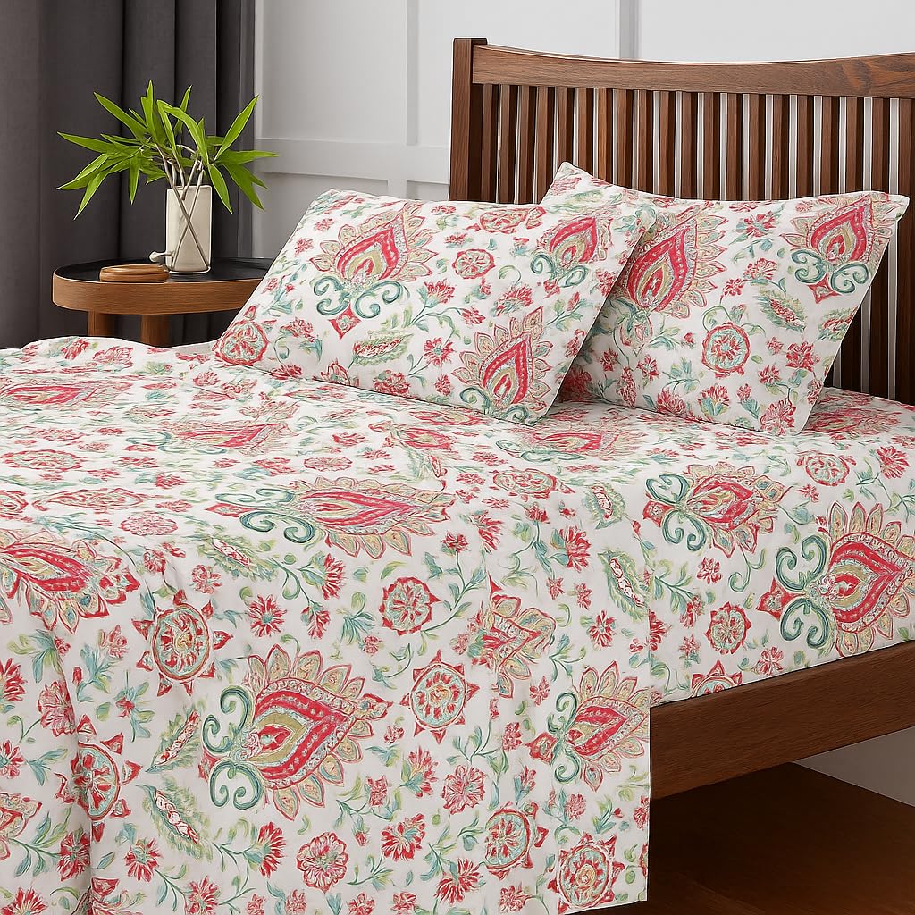 Single Bedsheet With 2 Pillow Covers - 68 X 90 Inch, Multicolor | Soft & Breathable Long-Lasting Comfortable Fabric Bedsheet