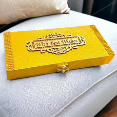 Best Wishes Decorative & Attractive Cash Box With Clip Lock, Shagun Box, Jewellery Box, Money Box Envelop Wedding, Gift Box, Bangel Box, Colour - Golden
