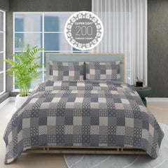 Cotton Bedsheet For King Size With Pillow Cover Set - 108x108 Inches, Grey | Breathable & Light Weight, All Season Comfort-Ideal For Daily Use & Gifting Bedsheet